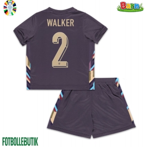 England Kyle Walker #2 Bortaställ Barn EM 2024 Kortärmad (+ Korta byxor)